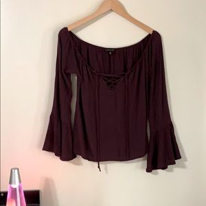 S Kendall & Kylie Eggplant Lace Front Shirt